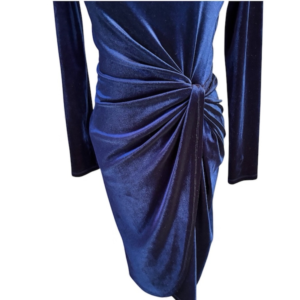 ANTONIO MELANI Rebel Velvet Mock Neck Sheath Dress in Midnight Blue, size 4 - Picture 4 of 14
